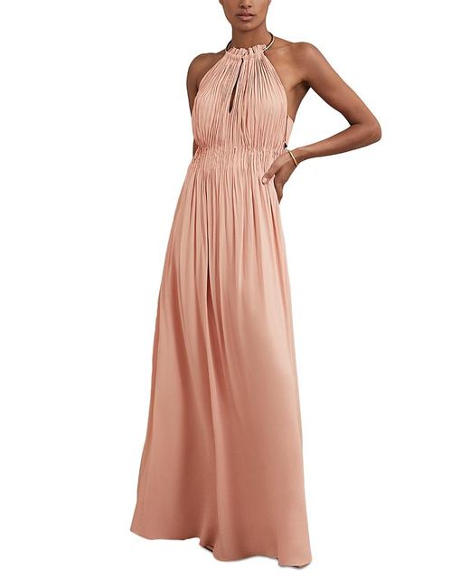 Reiss Pink Vinnie Halter Neck Occasion Dress