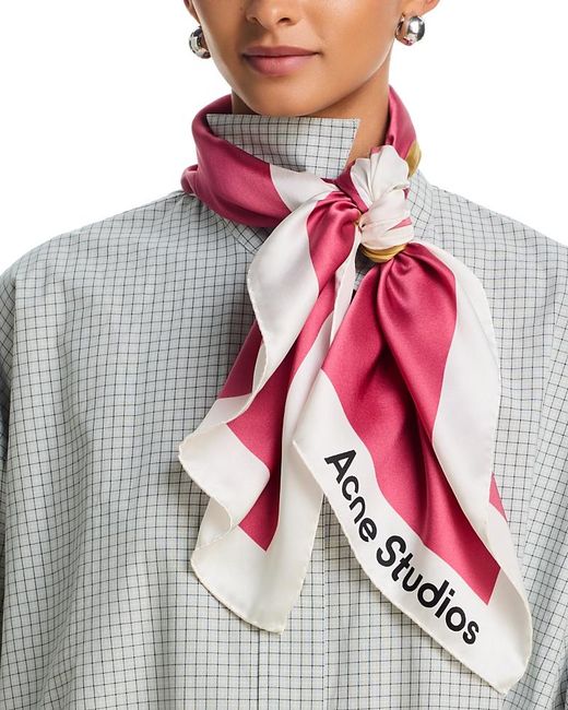 Acne Gray Rose Silk Scarf