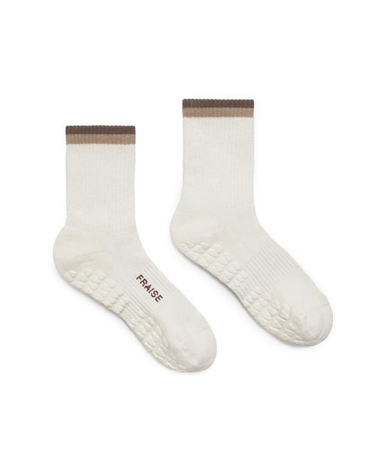 Fraise White Striped Crew Grip Sock