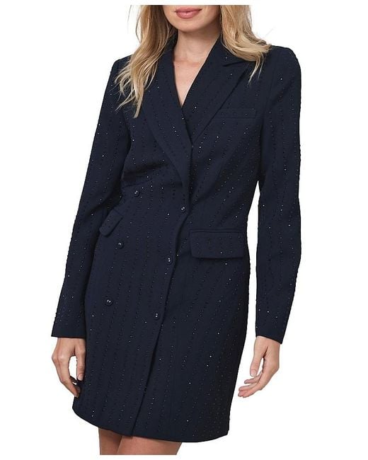Mint Velvet Women's Blue Pinstripe Blazer Mini Dress