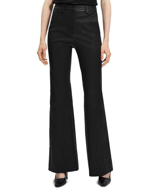 Theory Demitria Leather Flare Pants in Black | Lyst