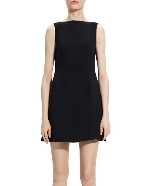 Theory Boat Neck Shift Dress in Black Lyst