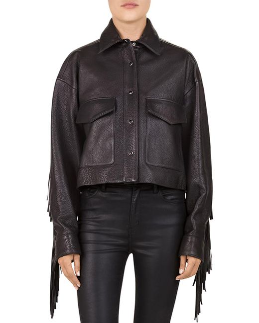 The Kooples Fringed Leather Shirt 