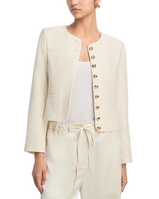 Aqua White Multi Button Tweed Jacket