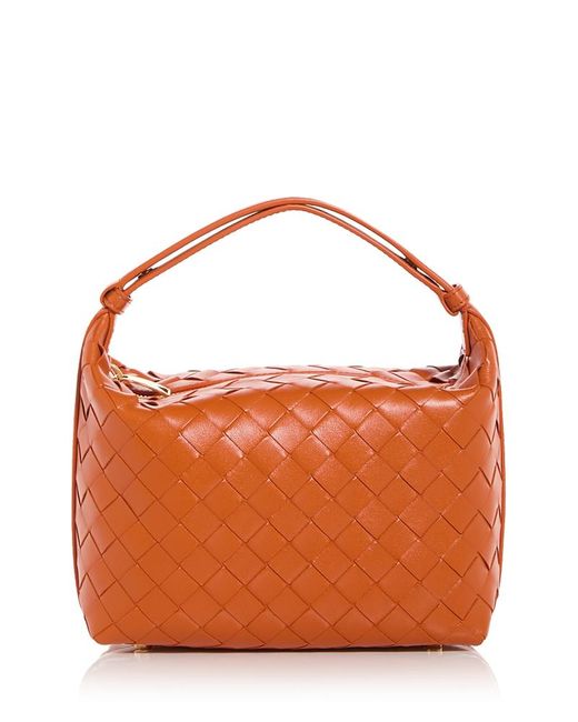 Bottega Veneta Orange Mini Wallace Intrecciato Leather Top Handle Bag