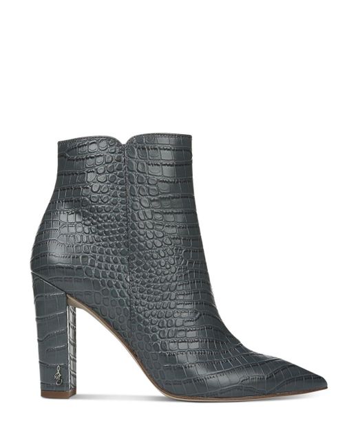 Sam Edelman Leather Women's Raelle Croc - Embossed Booties in Gray Embossed Leather (Gray) - Lyst