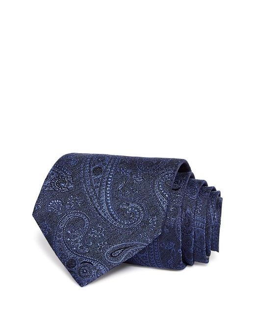 Canali Blue Silk Classic Textured Paisley Tie for men