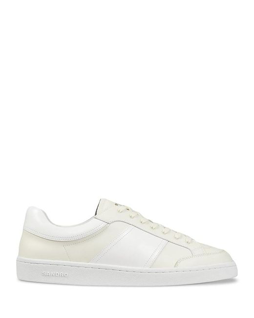 Sandro White Retro Lace Up Low Top Sneakers for men
