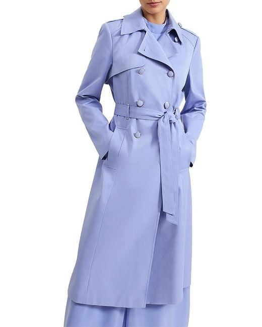 Phase Eight Blue Cheryl Fitted Trench Button Up Jacket