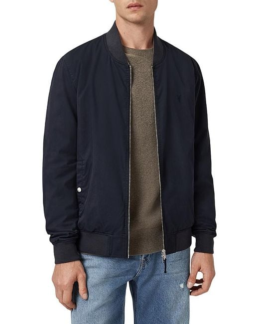 AllSaints Men's Blue Bassett Reversible Bomber Jacket