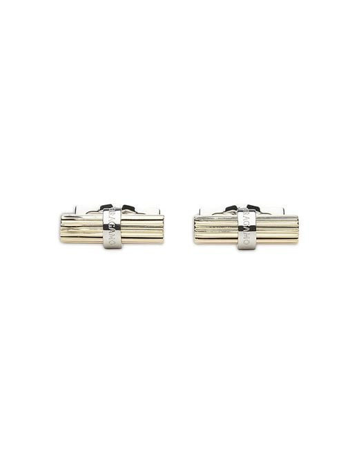 Ferragamo White Two Tone Cylindrical Cufflinks for men