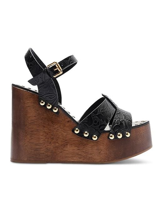 Farm Rio Brown Embossed Wedge Sandals