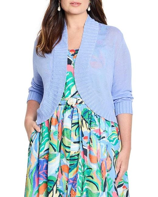 NIC+ZOE Blue Open Front Bolero Cardigan