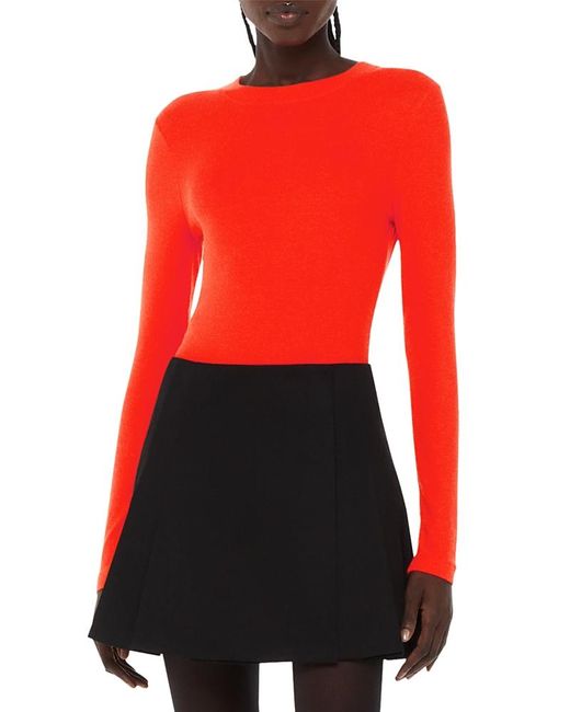 Whistles Red Essential Ribbed Crewneck Sweater
