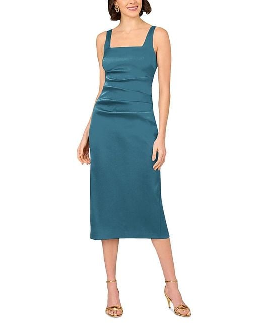 AIDAN AIDAN MATTOX Womens Teal Sequined Tie Snap Closure Spaghetti Strap Surplice Neckline Full-Length Evening Gown Dress main image 1