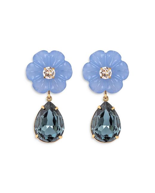 Jennifer Behr Blue Juna Gemstone & Crystal Flower Drop Earrings