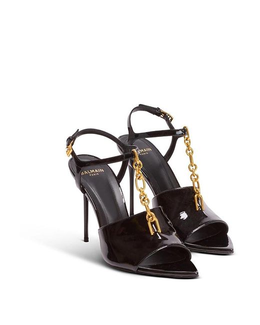 BALMAIN 26S METAL-HEEL SANDALS 105 MM IN DARK BEIGE CALFSKIN