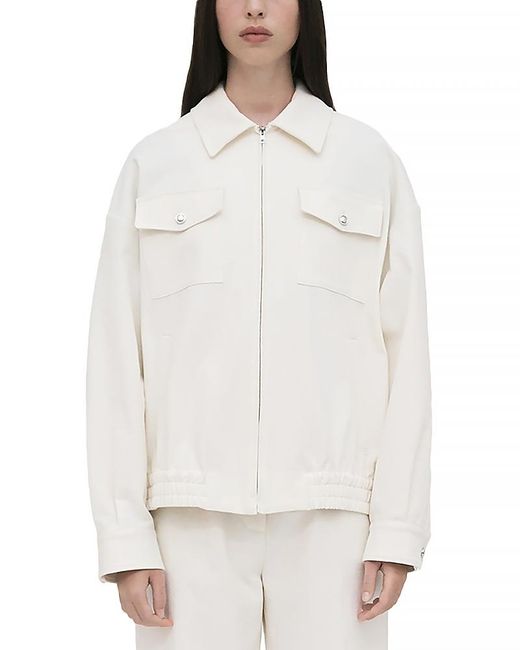 Rosetta Getty White Zip Front Shirt Jacket