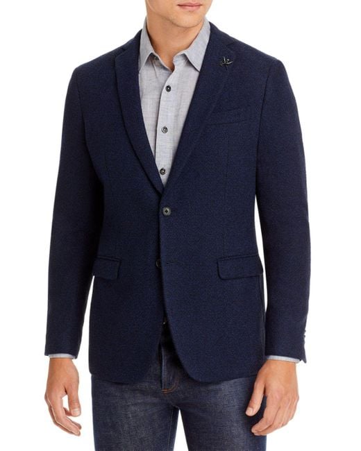 John Varvatos Wool Varick Textured Regular Fit Sport Coat in Navy (Blue