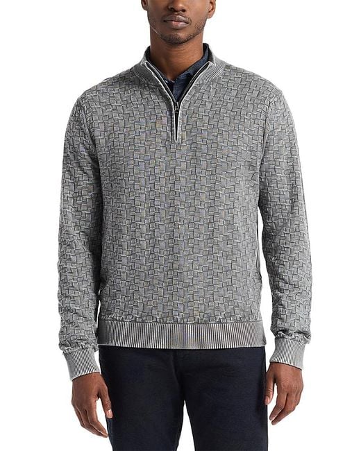 Robert Graham Gray Aubin Quarter Zip Sweater for men