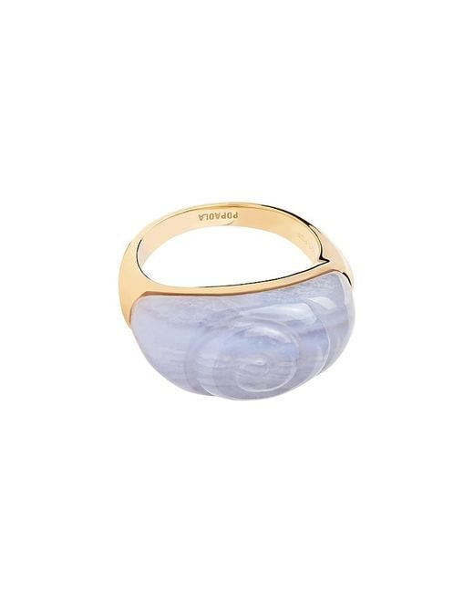 Pdpaola Blue Agate Shell Ring