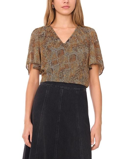 1.STATE Black Flutter Sleeve Top