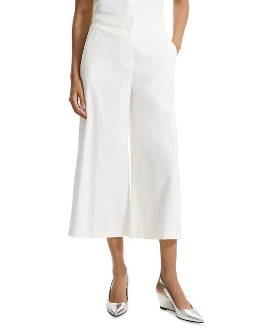Theory White Terena Linen Blend Cropped Pants
