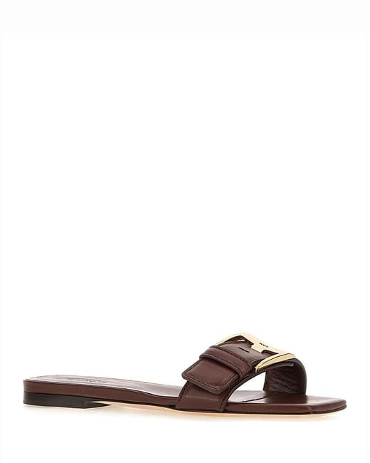 Tod's Brown Leather Slide Sandals