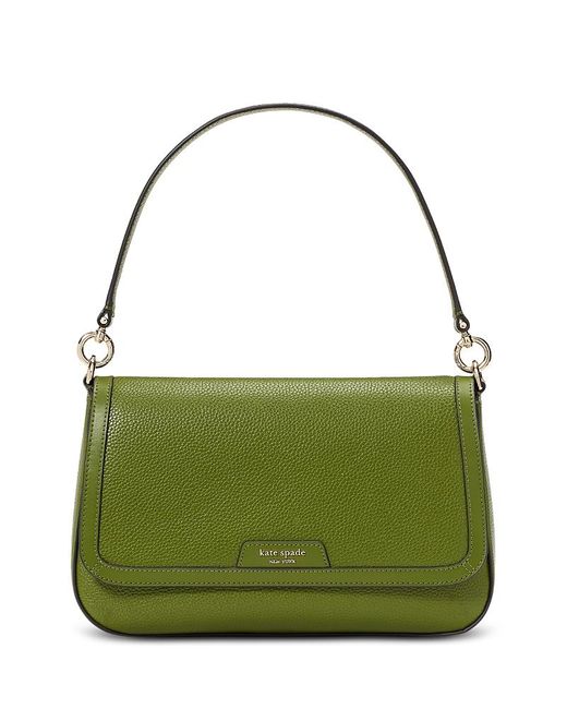 Kate Spade Green Hudson Pebbled Leather Flap Shoulder Bag