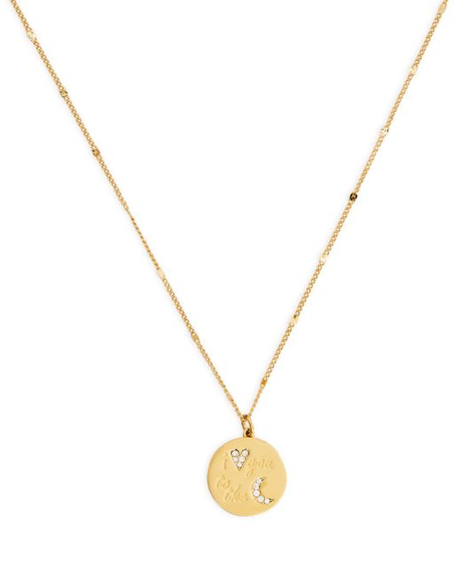 Kate Spade Metallic True Love Pavé I Love You To The Moon Pendant Necklace In Gold Tone