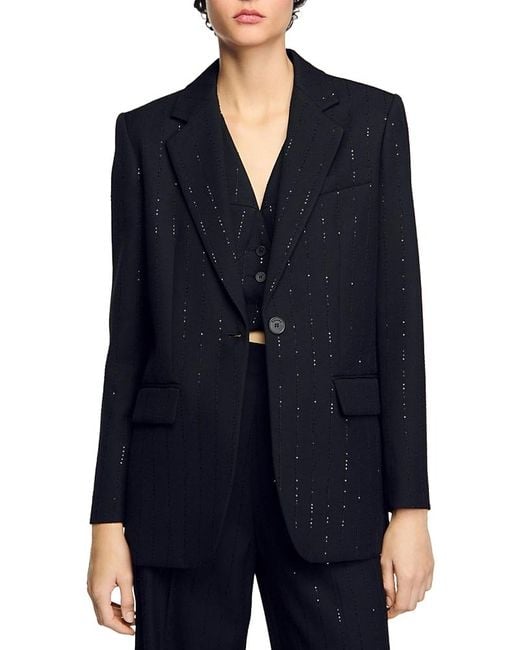 Sandro Blue Sequin Suit Jacket