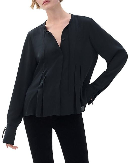 Rag & Bone Black Arden Pleated Blouse