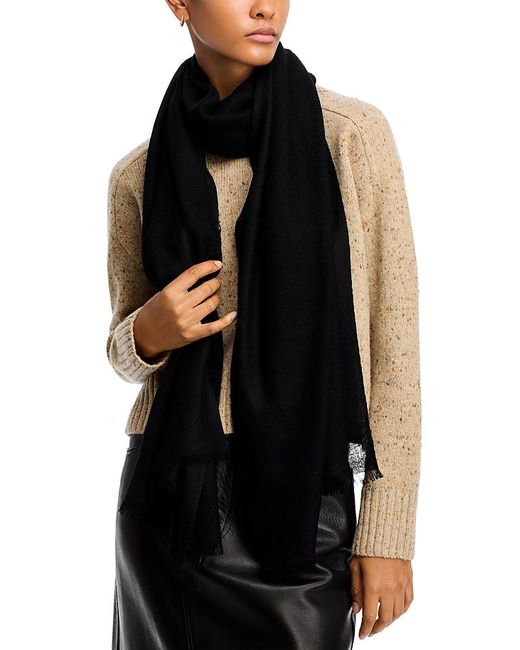 Fraas Black Solid Lightweight Wool Scarf
