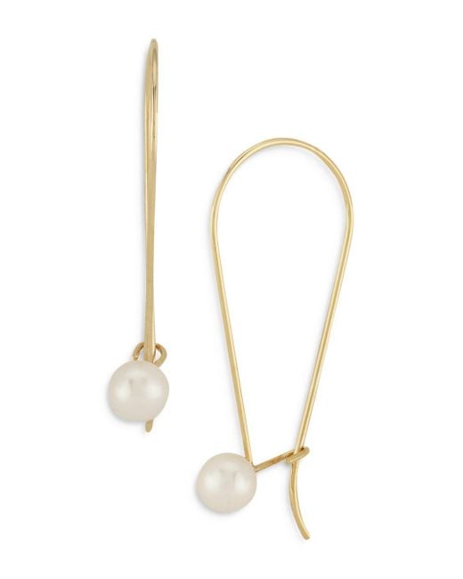 Bloomingdale's Metallic Cultured Freshwater Pearl Threader Earrings In 14k Yellow Gold