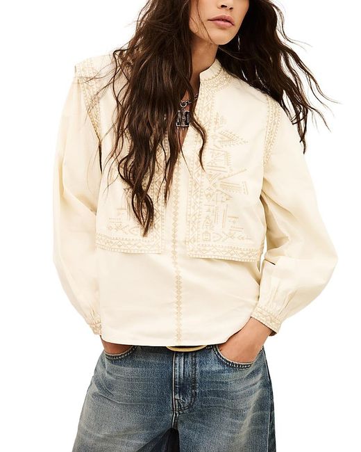 Ba&sh Natural Laura Embroidered Blouse