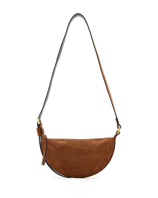 AllSaints White Half Moon Suede Crossbody