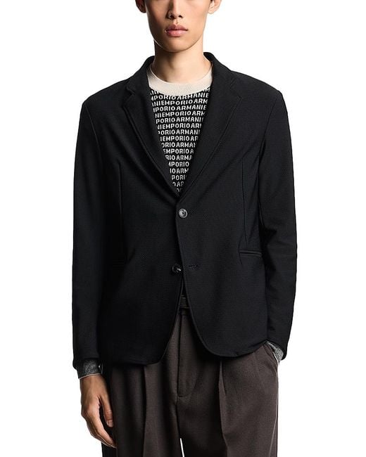 Emporio Armani Black Regular Fit Technical Jersey Blazer for men