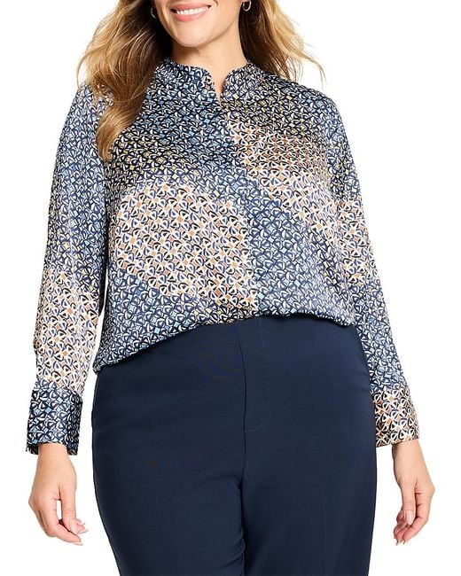 NIC+ZOE Blue Monogram Mix Top