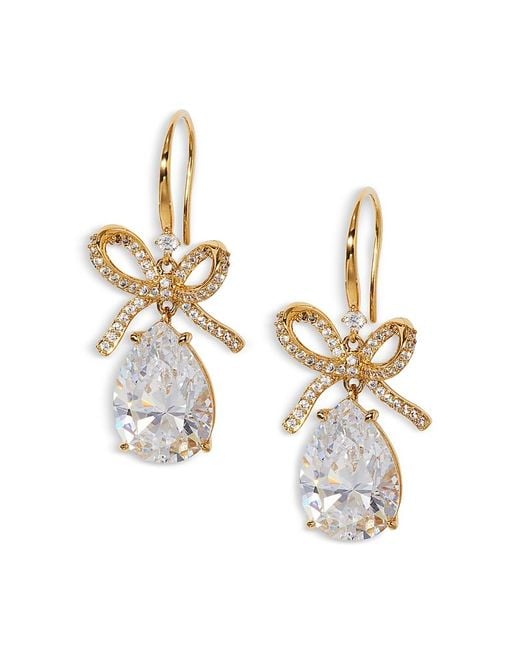 Nadri Metallic Macaron Cubic Zirconia Pear Bow Drop Earrings