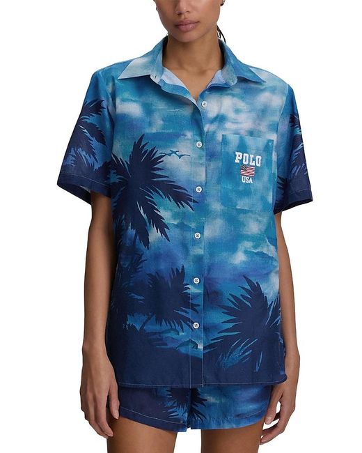 Polo Ralph Lauren Blue Lauren Ralph Lauren Short Sleeve T-Shirt & Shorts Swim Cover-Up Set