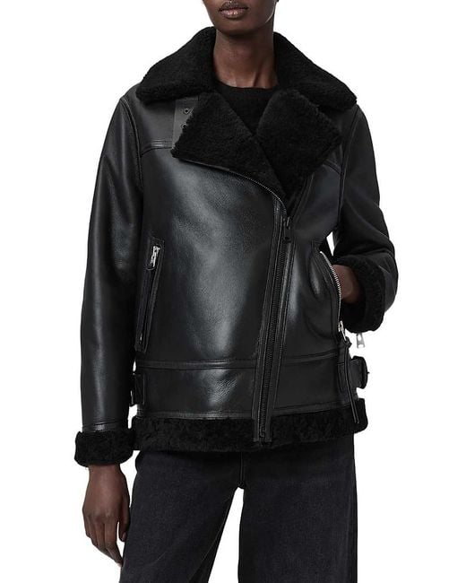 AllSaints Black Sola Shearling Jacket