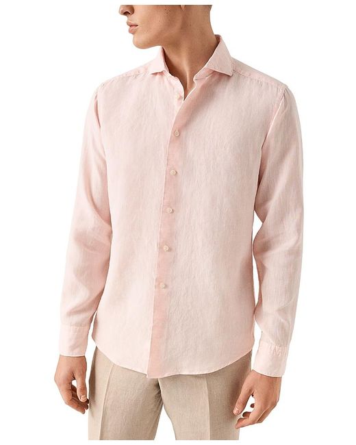 Eton of Sweden Pink Slim Fit Solid Linen Shirt for men