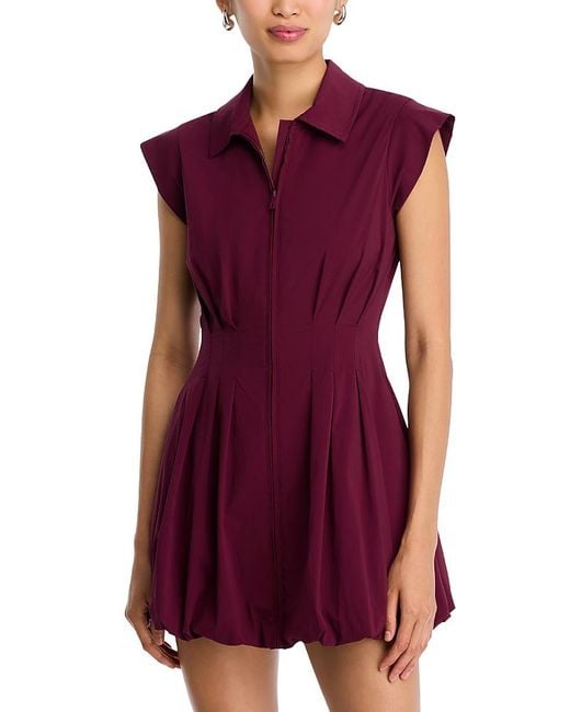 Steve Madden Purple Dyanne Poplin Pleated Mini Dress