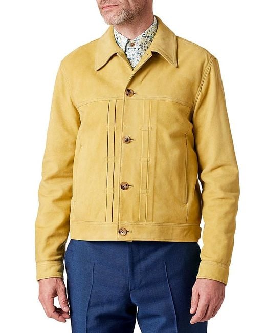 Paul Smith Yellow Leather Button Jacket for men