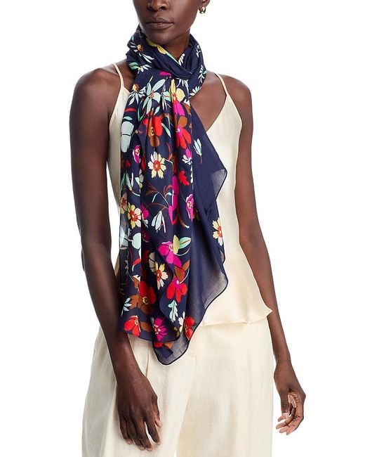 Echo Red Falling Flowers Wrap Scarf