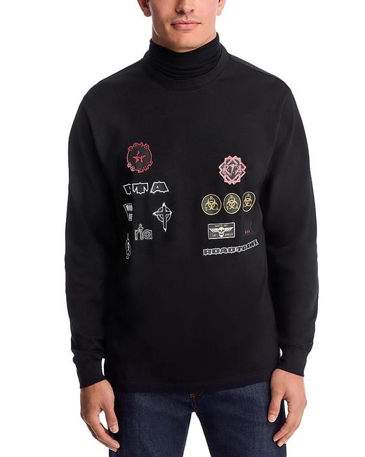 RTA Black Turtle Neck Long Sleeve Patch Tee for men