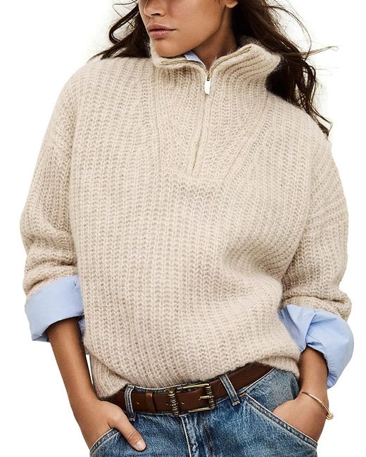 Ba&sh Natural Beltane Zip Collar Sweater