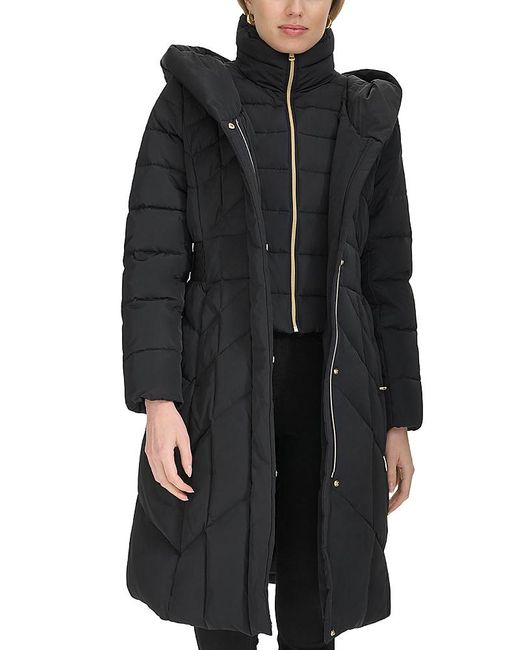 Cole Haan Black Hooded Puffer Coat