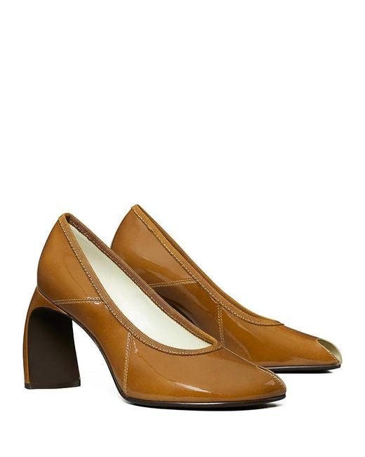 Tory Burch Brown Peep Toe Pumps