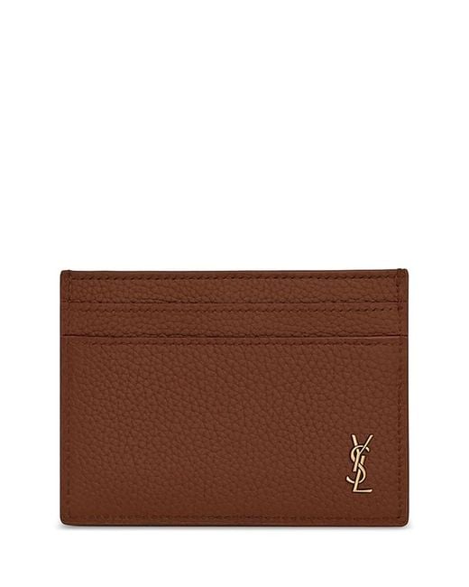 Saint Laurent Brown Tiny Cassandre Credit Card Case